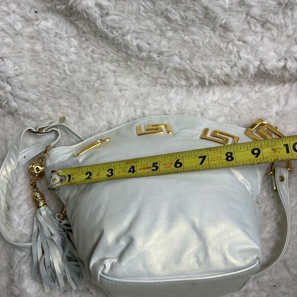 Paris Leather New York leather marble white bucket shoulder gold tone ac… - Picture 9 of 14